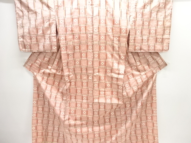 JAPANESE KIMONO / AUTHENTIC RYUKYU KASURI TSUMUGIHITOE KIMONO